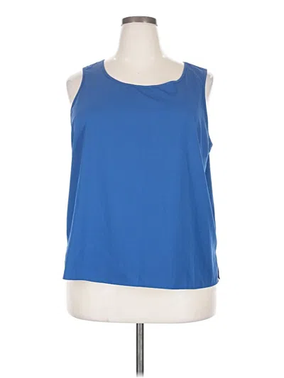 Pre-owned Linea By Louis Dell'olio Sleeveless Top Blue Scoop Neck Tops