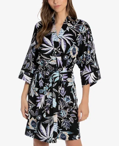 Linea Donatella Floral Batik Printed Wrapper In Black