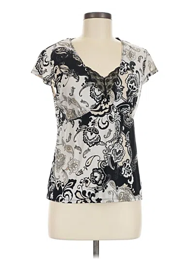 Pre-owned Linea Donatella Short Sleeve Blouse In Ivory