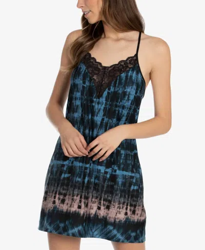 Linea Donatella Tie-dyed Chemise Nightgown In Turquoise Orchid In Blue