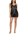 Linea Donatella Women's 2-pc. Lace-trim Satin Camisole & Shorts Set In Black