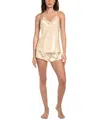 Linea Donatella Women's 2-pc. Lace-trim Satin Camisole & Shorts Set In Soft Yellow
