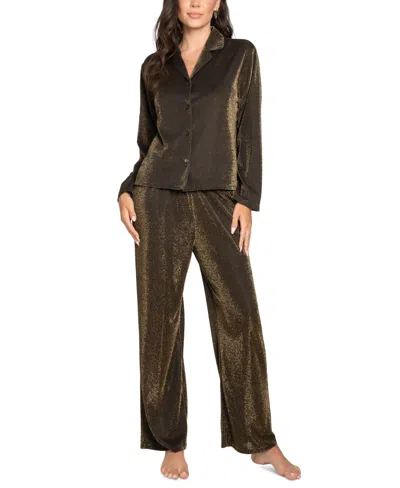 Linea Donatella Women's 2-pc. Metallic Pajamas Set In Gold