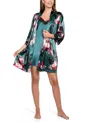 Linea Donatella Women's 2-piece Estrella Sleeveless Chemise And Wrapper Set In Green
