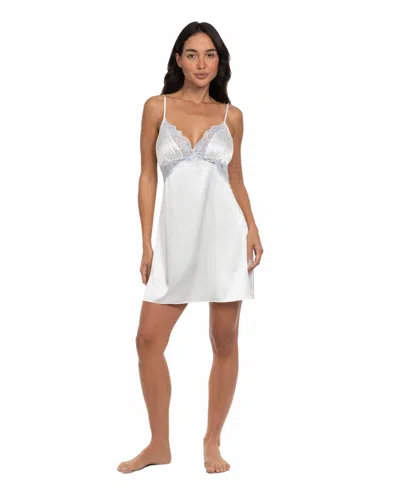 Linea Donatella Women's Bridal Satin Chemise In White