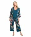 Linea Donatella Women's Knit Mihoko 3pcs Travel And Sleep Pajama Set In Multi