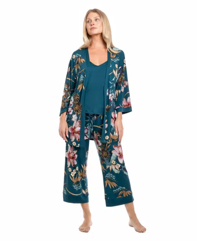 Linea Donatella Women's Knit Mihoko 3pcs Travel And Sleep Pajama Set In Multi