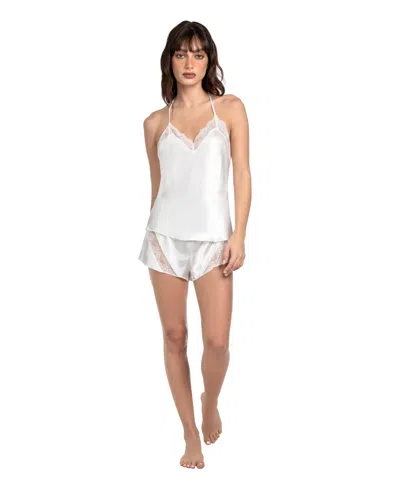 Linea Donatella Women's Lace-trim Satin V-neck Camisole And Shorts, 2-piece Set In Ivory