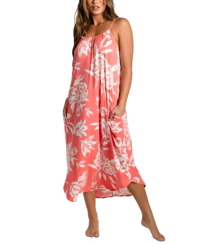 Linea Donatella Women's Printed Maxi Nightgown In Coral