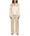 Linea Donatella Women's Satin Jacquard Striped Pajama Set In Soft Yellow