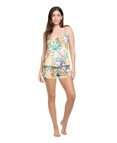 Linea Donatella Women's Scoop Neck Cami Top And Shorts, 2-piece Set In Multi