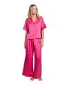 Linea Donatella Women's Sleepwear Hot Kiss Satin Pajama Set In Pink
