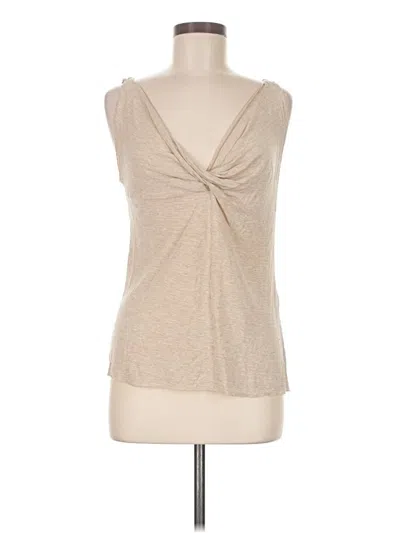 Pre-owned Linea O Tank Top Tan Plunge Neckline Tops In Brown