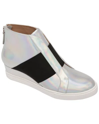 Linea Paolo Amber-l Leather Wedge Sneaker In Silver