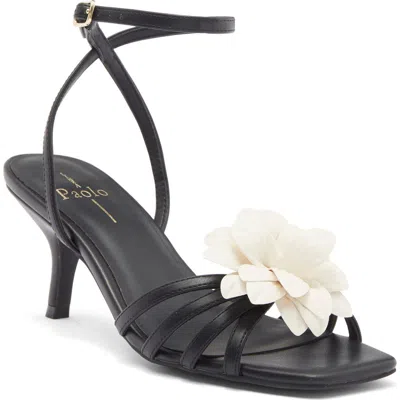 Linea Paolo Candice Flower Sandal In Black/ivory