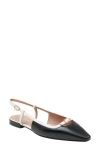 Linea Paolo Cassidy Pointed Toe Slingback Flat In Black/ivory