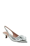 Linea Paolo Castiel Slingback Pointed Toe Kitten Heel Pump In Silver