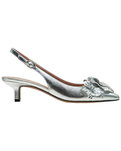 Linea Paolo Castiel Slingback Pointed Toe Kitten Heel Pump In Silver