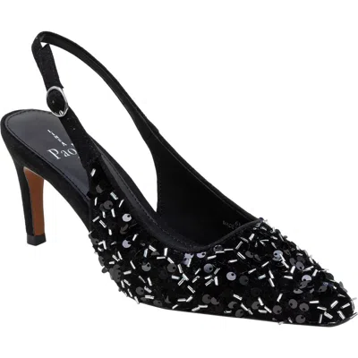 Linea Paolo Cosmo Beaded Pointed Toe Slingback Pump In Black
