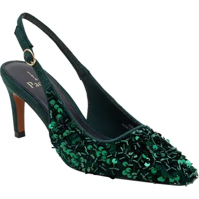 Linea Paolo Cosmo Beaded Pointed Toe Slingback Pump In Green