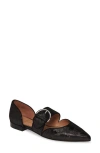 Linea Paolo Dean Pointy Toe Flat In Black/ Silver Nappa Leather