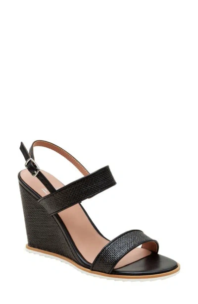 Linea Paolo Edith Wedge Sandal In Black Raffia