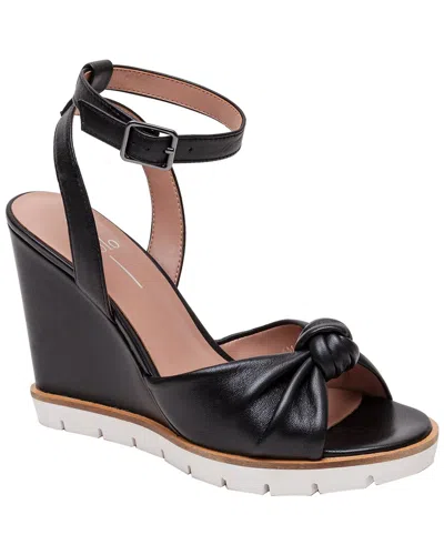 Linea Paolo Eliana-l Leather Wedge Sandal In Black