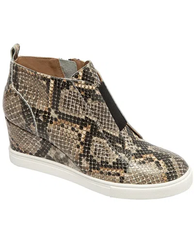 Linea Paolo Felicia3-l Leather Wedge Sneaker In Animal Print