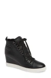 Linea Paolo Fenton Wedge Sneaker In Black Tumbled Leather