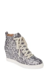 Linea Paolo Fenton Wedge Sneaker In Silver Suede