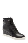 Linea Paolo Fleur Wedge Sneaker In Black Patent/leather