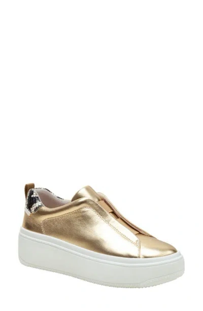 Linea Paolo Golde Platform Sneaker In Dark Gold/ Natural