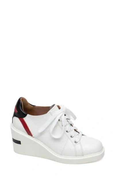 Linea Paolo Korin Wedge Sneaker In Eggshell/black/red
