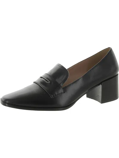 Linea Paolo Miramar Womens Faux Leather Loafer Heels In Black