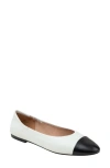 Linea Paolo Nolan Cap Toe Ballet Flat In Eggshell/ Black