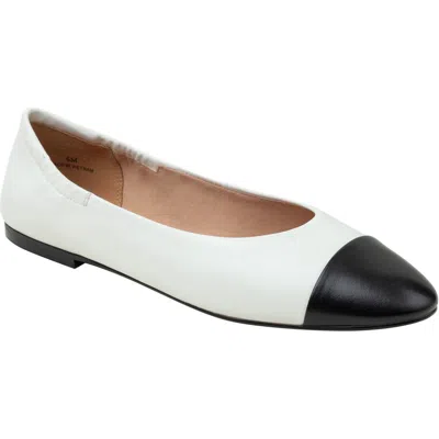 Linea Paolo Nolan Cap Toe Ballet Flat In Eggshell/black