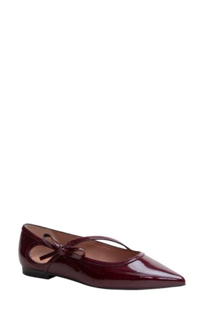 Linea Paolo Nuri Bow Pointed Toe Patent Flat In Burgundy