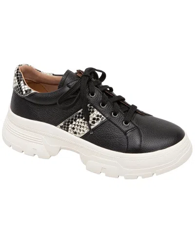 Linea Paolo Roffe Leather Sneaker In Black