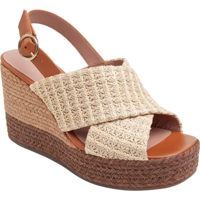 Linea Paolo Valery Wedge Sandal In Natural/cognac