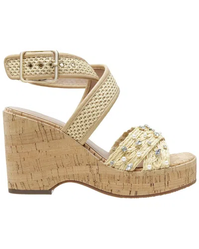 Linea Paolo Varena-l Raffia & Leather Wedge Sandal In Multi