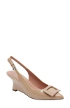 Linea Paolo Vista Slingback Pointed Toe Wedge Pump In Maple Sugar