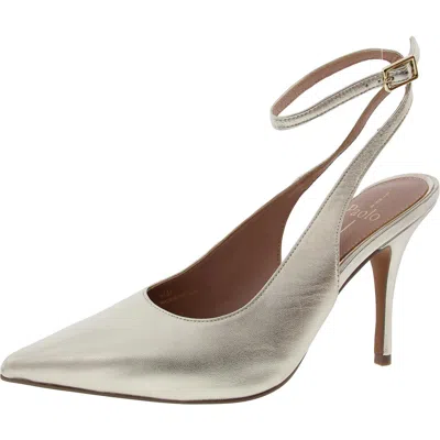 Linea Paolo Womens Buckle Leather Pumps In Gold