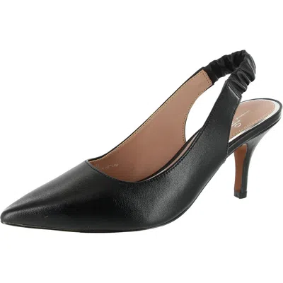 Linea Paolo Womens Stretch Leather Slingback Heels In Black
