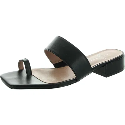 Linea Paolo Womens Toe Loop Leather Slide Sandals In Black