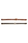 Linea Pelle 2 For 1 Faux Leather Belts In Black/chocolate