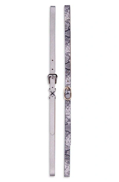 Linea Pelle 2-for-1 Metal Keeper Belts In Silver/ Black/ White