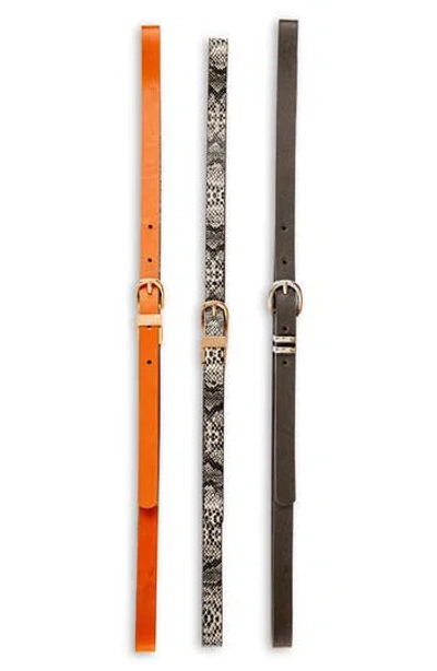 Linea Pelle 2 For 1 Reversible Belts In Black/orange/grey