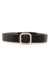 Linea Pelle 48mm Rhinestone Buckle Stretch Belt In Black