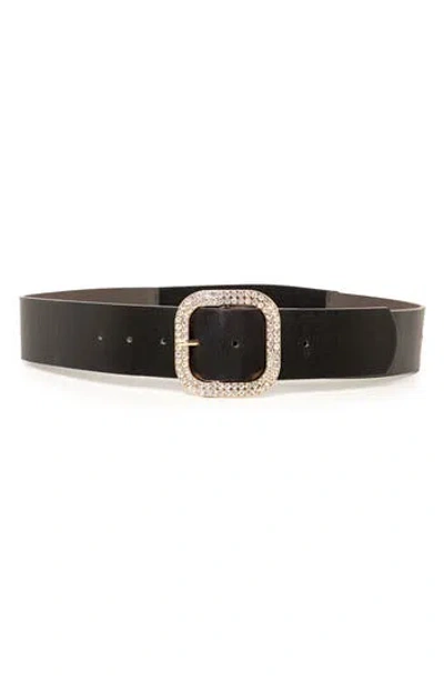 Linea Pelle 48mm Rhinestone Buckle Stretch Belt In Black