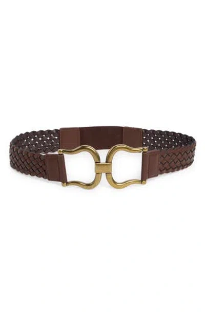 Linea Pelle Braided Interlock Buckle Belt In Brown
